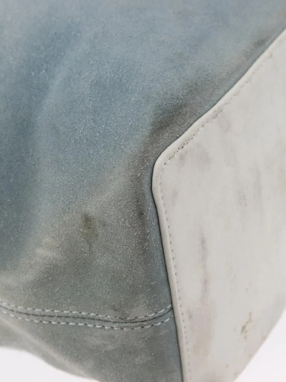 Authentic LOEWE Anagram Shoulder Bag Suede Leather Light Blue Silver - Picture 7 of 16